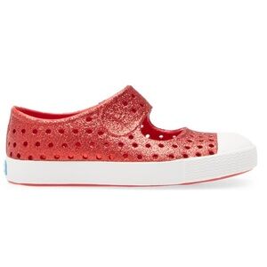 Native Jefferson Bling Red Glitter Kids Red Mary Jane Slip-On Shoes